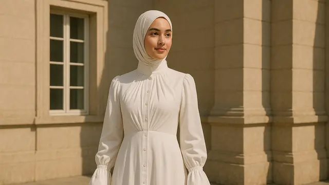 Model Gamis Putih Elegan
