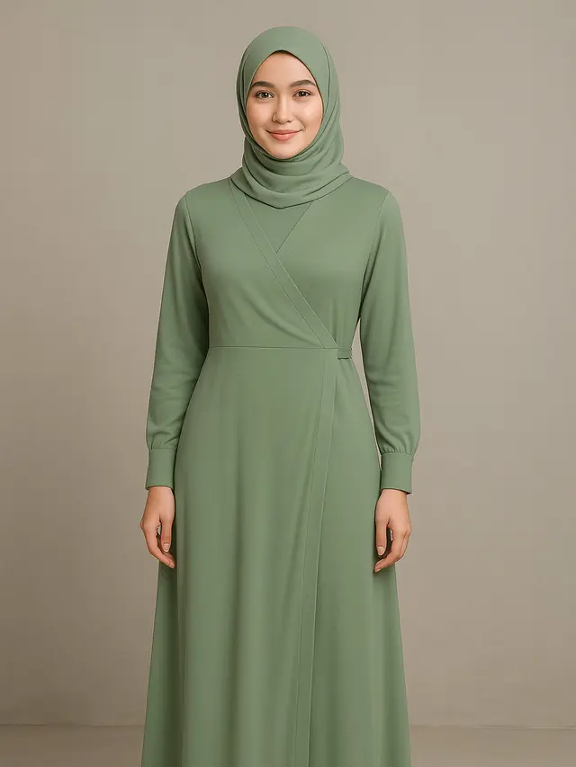 Gamis Syar'i dengan Aksen Kancing Depan (Foto: ChatGPT)
