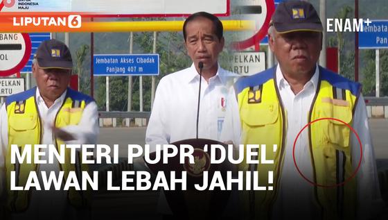 VIDEO: Menteri PUPR Basuki 'Hadapi' Lebah yang Ganggu Jokowi di Peresmian Tol Bocimi