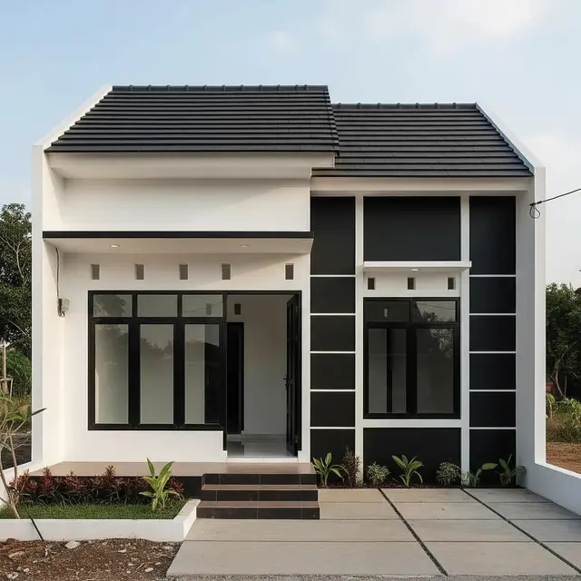 9 Desain Rumah Kecil Minimalis Kombinasi Warna Putih dan Hitam, Elegan di Lahan Terbatas