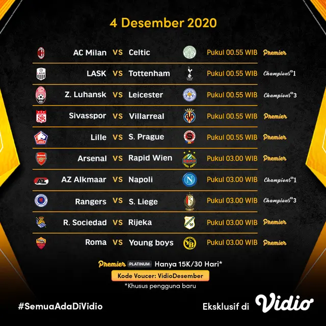 Jadwal Liga Europa Matchday 5