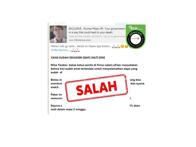 Cek Fakta Tidak Benar Orang Yang Sudah Divaksin Covid 19 Akan Mati Dalam 2 Tahun Cek Fakta Liputan6 Com