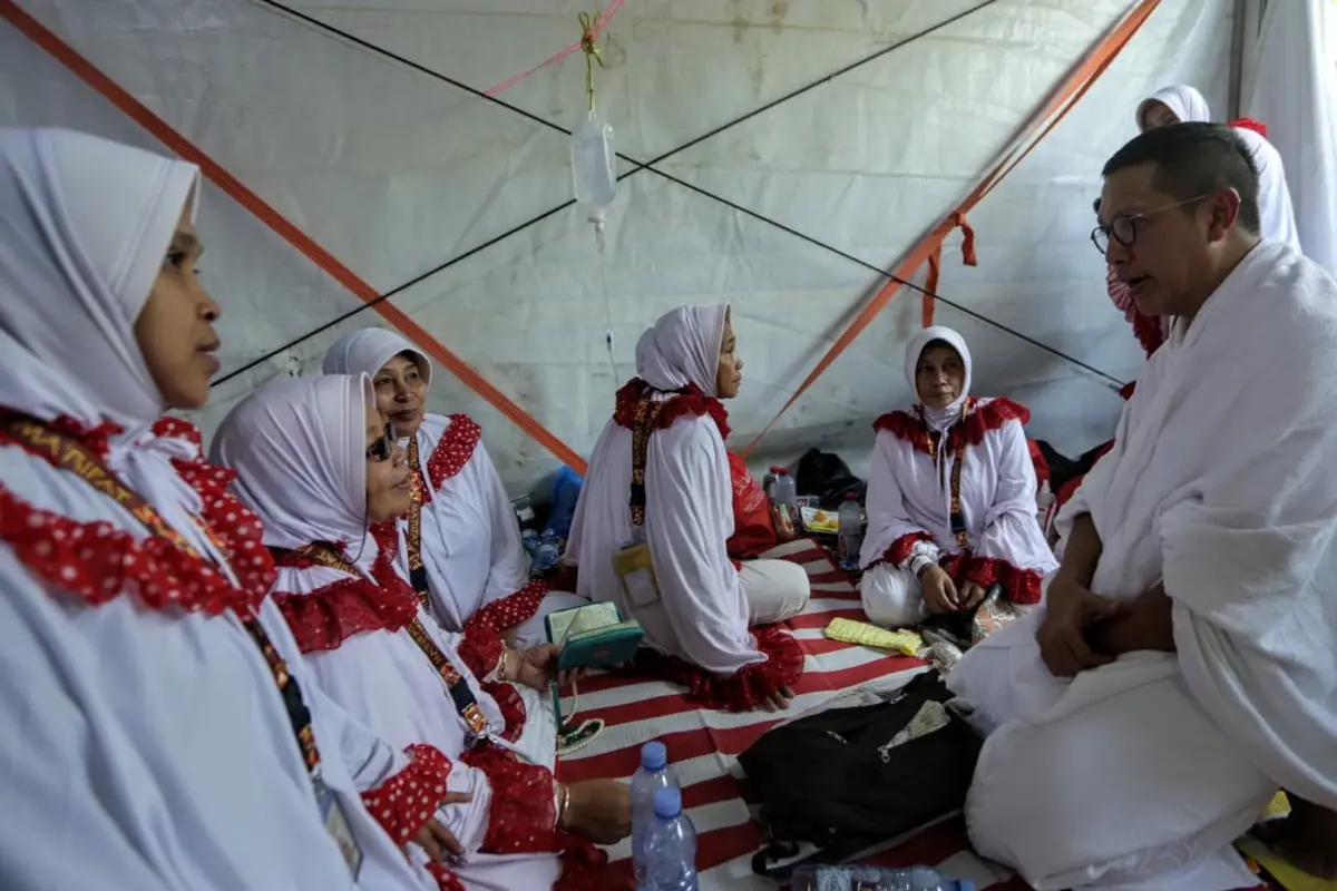 Menteri Agama (Menag) Lukman Hakim Syaifuddin bersama jemaah haji asal Indonesia bersiap melaksanakan ibadah wukuf.