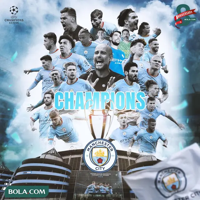 Final Liga Champions - Ilustrasi Manchester City Juara Liga Champions