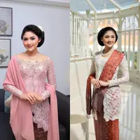 Ikut agenda Jokowi ke Jerman, Erina Gudono tampil anggun dibalut kebaya encim warna hijau berdetail bordir dan kain. [Foto: IG/erinagudono].