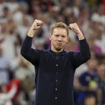 Ekspresi gembira pelatih Timnas Jerman Julian Nagelsmann usai timnya mampu rebut 3 poin pertama lawan Skotlandia (AP)