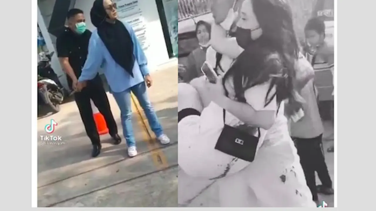 Tangkapan layar video tiktok viral istri sah tikam pelakor (Liputan6.com/Istimewa)
