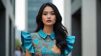 Batik Lengan Ruffle untuk Wanita Feminim (Meta AI)
