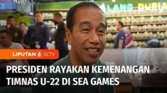 Presiden Joko Widodo menyambut gembira keberhasilan Timnas U-22 meraih medali emas SEA Games 2023, usai menumbangkan Thailand. Usai menggelar nonton bareng di Medan, Sumatera Utara, Presiden merayakan kemenangan timnas sambil makan durian bersama sej...