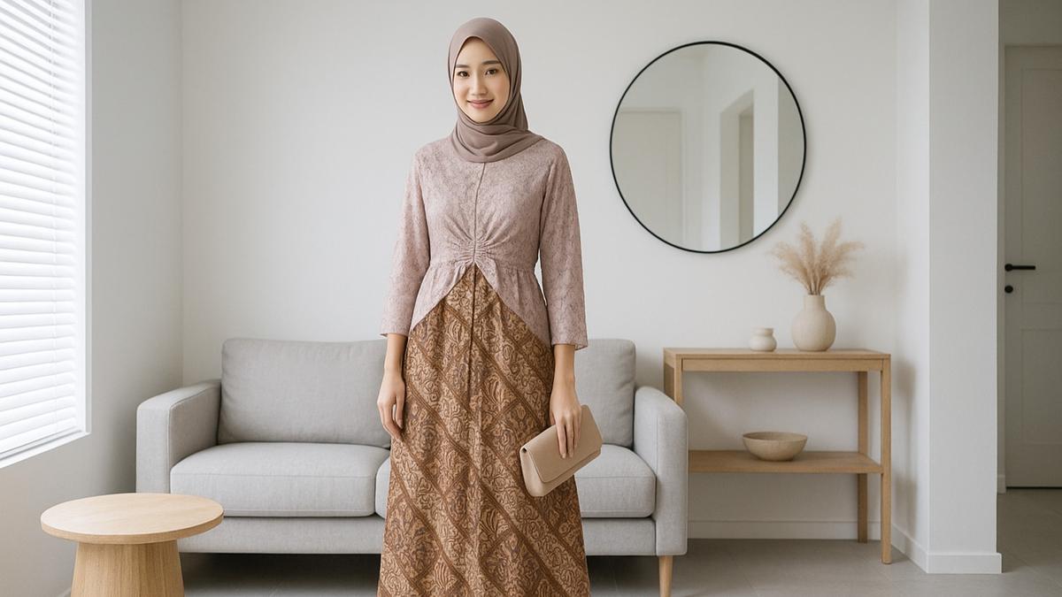 7 Model Gamis Batik Brokat yang Simpel, Elegan dan Cantik untuk Tampil Mempesona