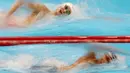 Atlet renang China, Sun Yang, saat beraksi di Asian Games di Stadion Aquatic, GBK, Jakarta, Senin (20/8/2018).(Bola.com/Peksi Cahyo)