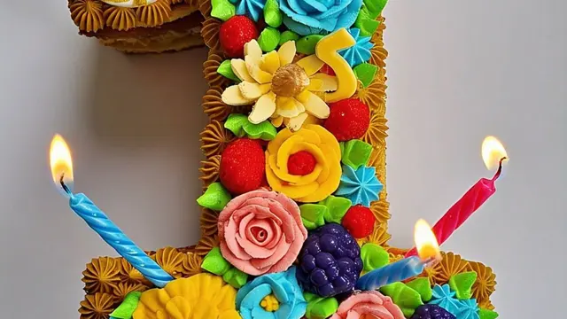 Kue dengan Dekorasi Bunga dan Buah yang Dramatis/Meta AI