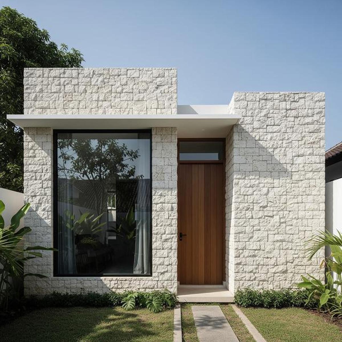 7 Gambar Rumah Minimalis Batu Alam Tampak Depan, Bikin Hunian Tampil Lebih Mewah di 2025