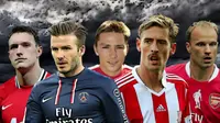 Phil Jones, David Beckham, Matt Holland, Peter Crouch, Dennis Bergkamp (Bola.com/Samsul Hadi)
