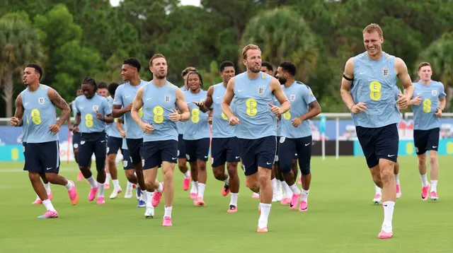 Timnas Inggris menggelar latihan di Palm Beach Gardens, Florida, 9 Juni lalu sebelum berlaga di Piala Dunia 2026. (Richard Pelham / GETTY IMAGES NORTH AMERICA / Getty Images via AFP)
