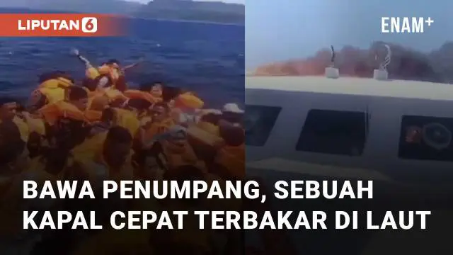 Sebuah kapal cepat terbakar di tengah laut mengundang perhatian