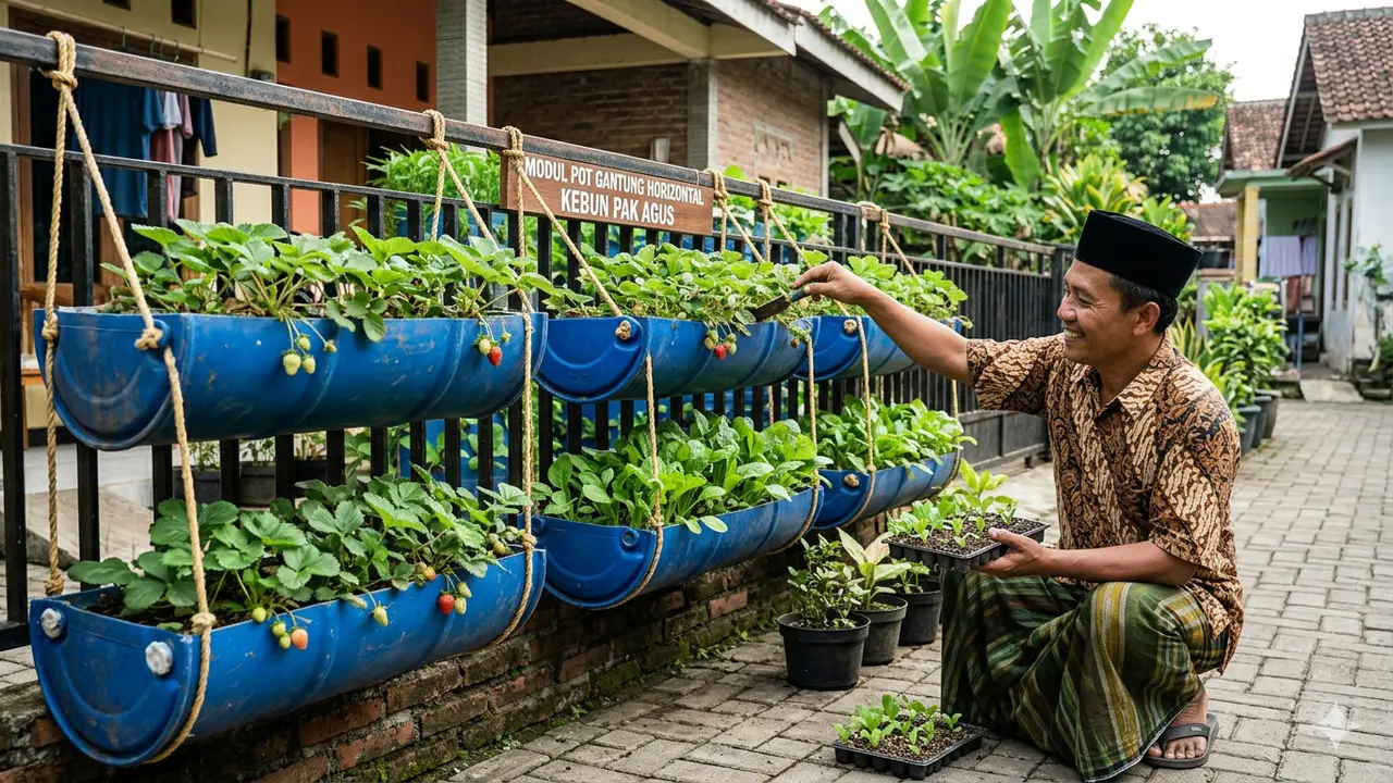 Pot Gantung Horizontal