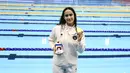 Perenang putri Indonesia, Masniari Wolf, meraih medali emas SEA Games 2025 untuk Indonesia setelah menjadi yang tercepat di cabang olahraga renang nomor 50 meter gaya punggung putri di Swimming Pool, Sports Authority of Thailand, Bangkok, Kamis (11/12/2025) sore WIB. (Dok. Akuatik Indonesia)
