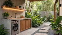 8 Desain Tempat Cuci Outdoor yang Menyatu dengan Taman, Ide Estetis Kekinian