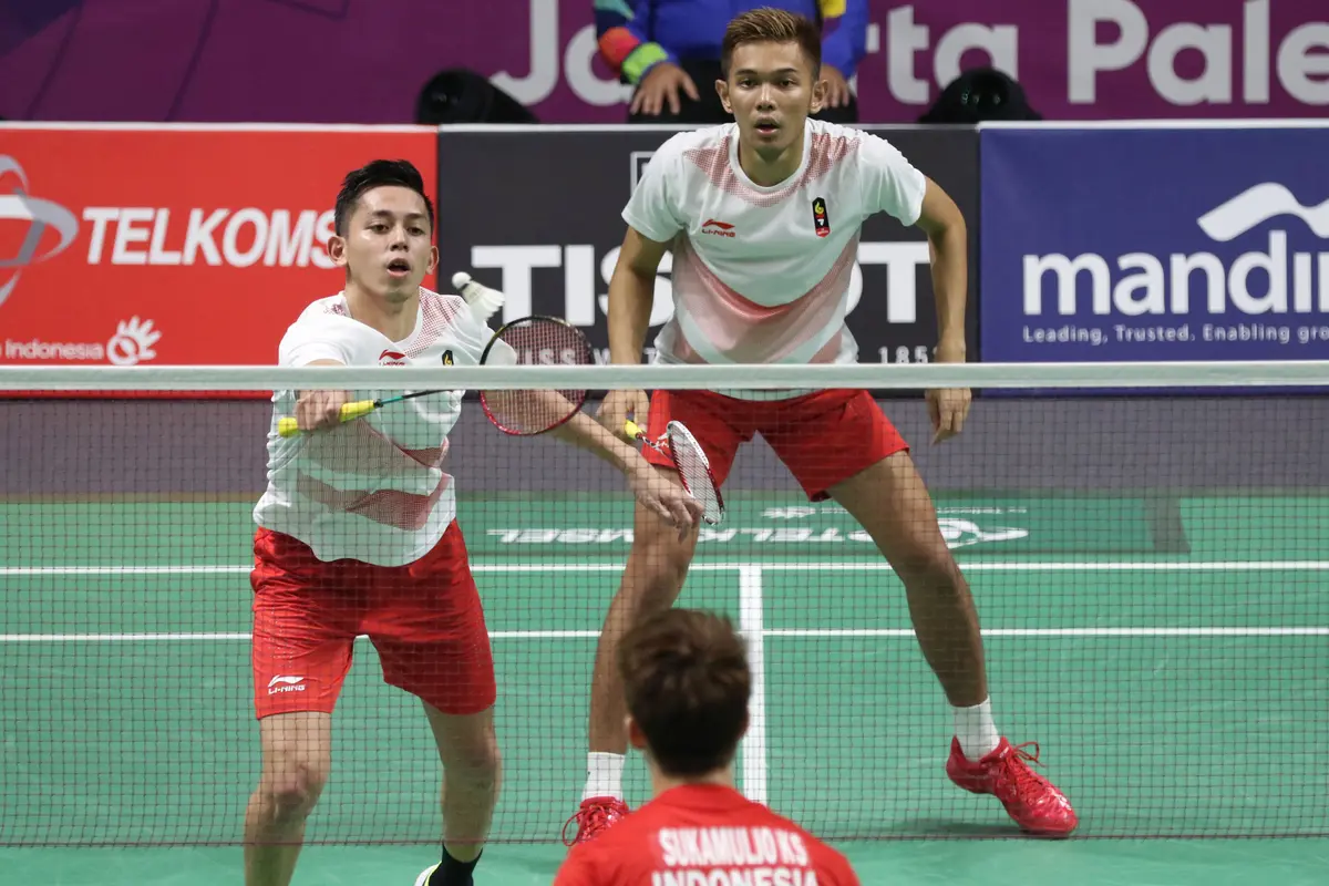 Aksi Dua Ganda Putra Indonesia di Final Perseorangan Asian Games 2018