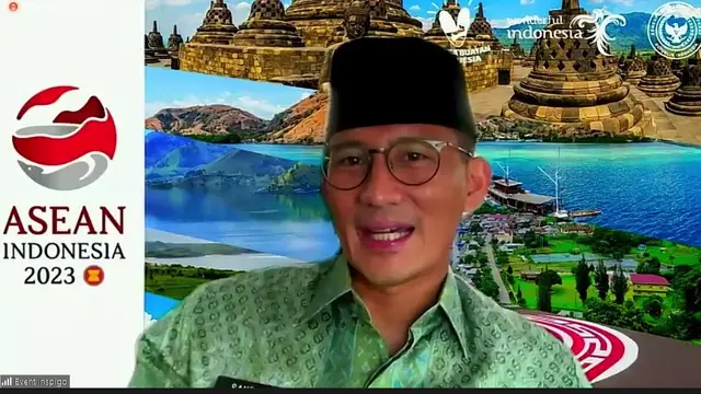Sandiaga Uno di Penganugerahan Jagoan Pariwisata, yang disiarkan melalui Zoom Meeting.