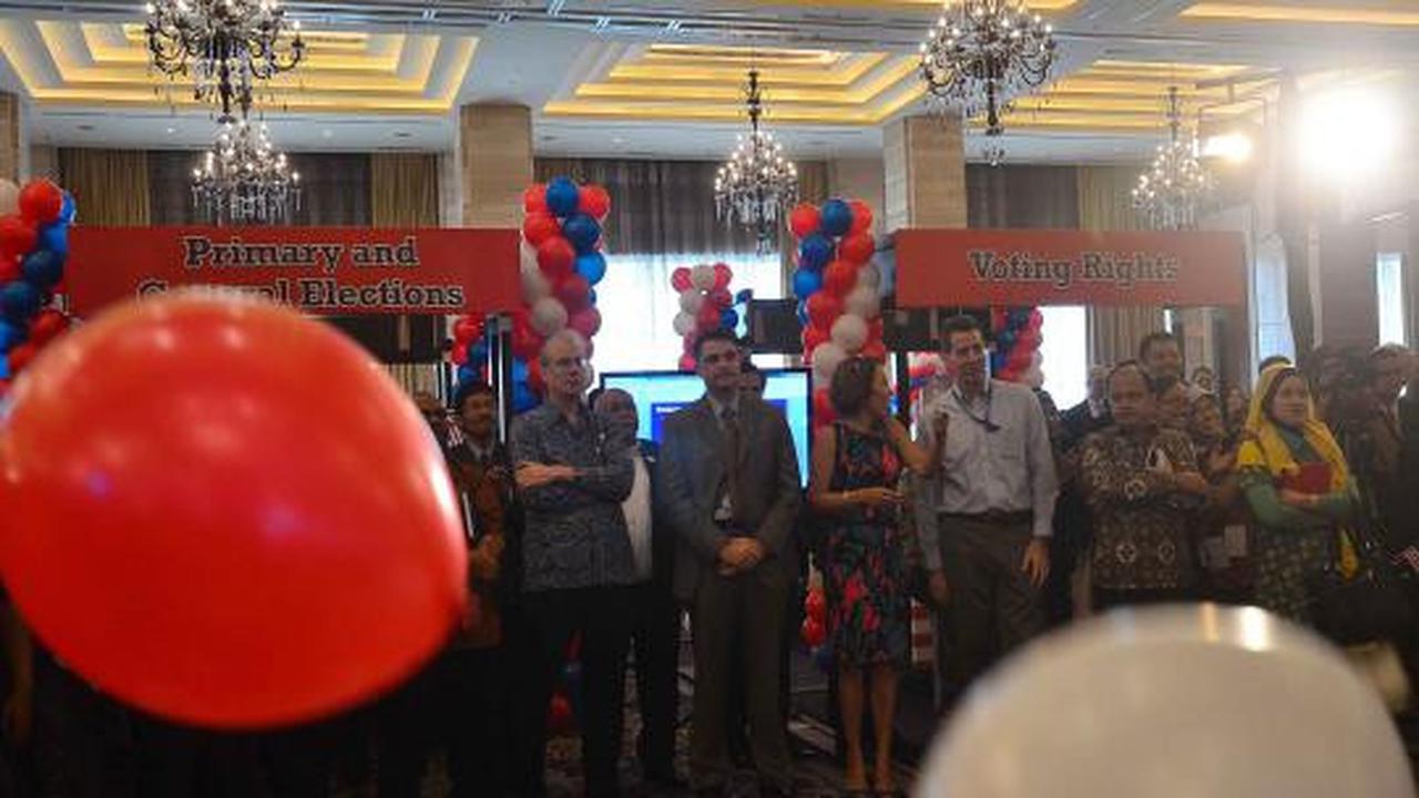 Suasana saat nonton bareng Pilpres di Kedubes AS