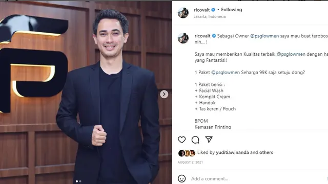 Rico Valentino, artis yang ditangkap polisi bersama Putra Siregar (Foto: Instagram/@ricovalt)