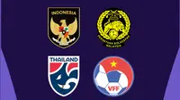 Piala Asia - Ilustrasi Logo Timnas Indonesia, Malaysia, Thailand, Vietnam (Bola.com/Adreanus Titus)