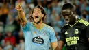 Pemain Celta Vigo Goncalo Paciencia (kiri) bereaksi saat melawan Real Madrid pada pertandingan sepak bola La Liga Spanyol di Stadion Balaidos, Vigo, Spanyol, 20 Agustus 2022. Real Madrid menang 4-1. (AP Photo/Lalo R. Villar)