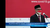 Usman Kansong saat pelantikan sebagai Direktur Jenderal Informasi dan Komunikasi Publik Kementerian Komunikasi dan Informatika (Tangkapan Layar)