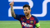3. Lionel Messi (75 gol penalti) - Bintang Barcelona, Lionel Messi, memiliki ketajaman mencetak gol yang tidak diragukan lagi. Untuk urusan penalti, pemain asal Argentina ini telah mengemas 75 gol lewat titik putih.(AFP/Lluis Gene)