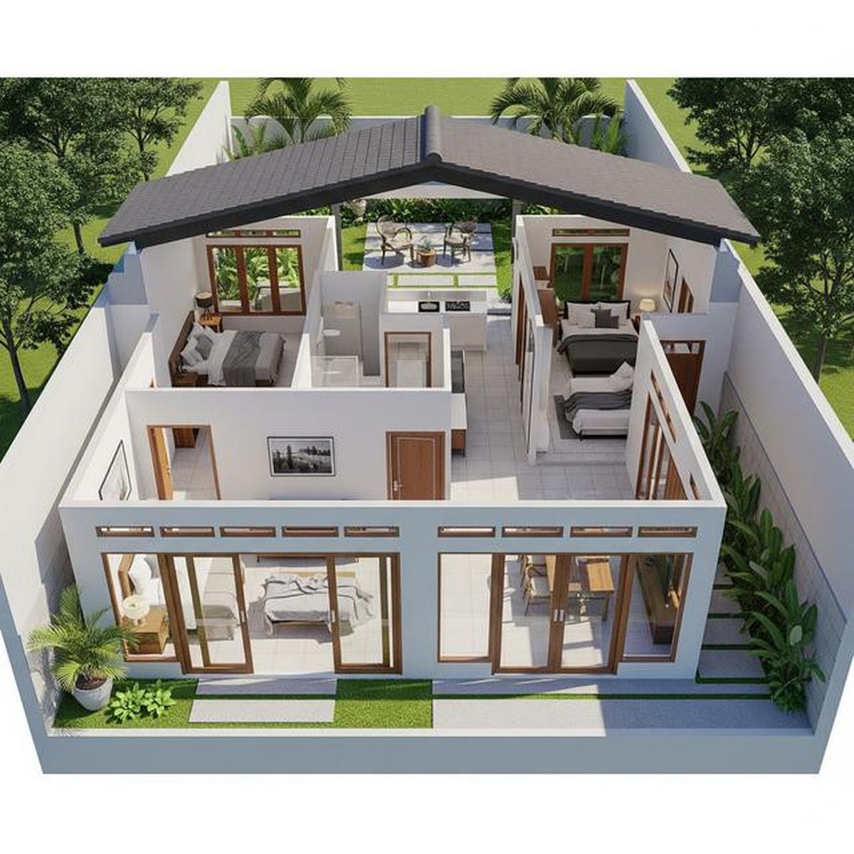7 Denah Rumah 8x15 m dengan 3 Kamar Tidur untuk Keluarga Muda, Nyaman dan Hemat Ruang