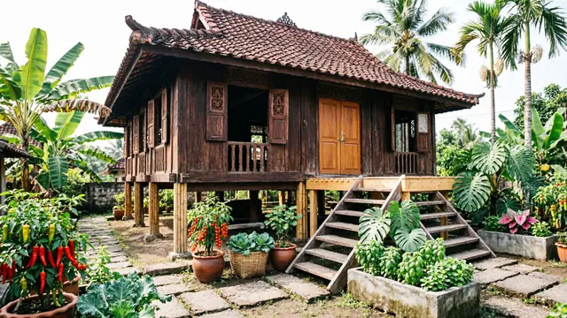 Desain Rumah Desa dengan Taman Mini yang Bikin Udara Dingin (AI)