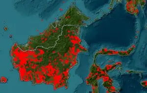 Penampakan Sebaran Titik Panas dari NASA di Kalimantan
