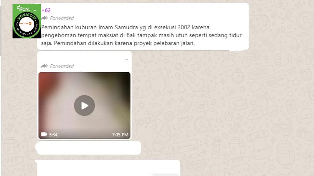 Cek Fakta Liputan6.com menelusuri klaim video jenazah Imam Samudra masih utuh saat kuburanya dipindahkan
