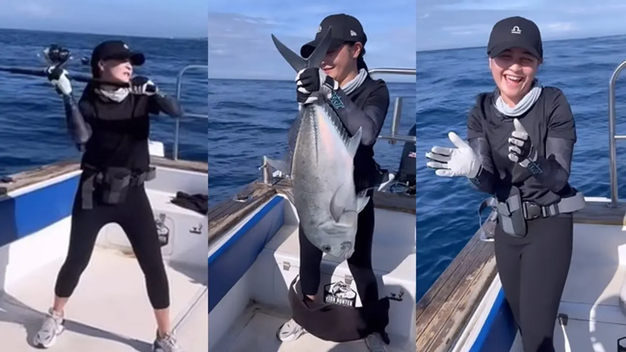Prilly Latuconsina mancing di laut. [Foto: Instagram/prillylatuconsina96]