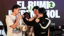 Selebritas Indonesia, El Rumi dan Jefri Nichol bertatap muka dalam konferensi pers Superstar Knockout di daerah Senayan, Jakarta Pusat, Kamis (12/06/2025). (Bola.com/Bagaskara Lazuardi)