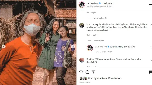 Sutradara Pintu Berkah dan Tukang Bubur Naik Haji Rindra Panca meninggal dunia (Foto: Instagram @saniavelova)
