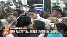 Sandiga Uno dengarkan aspirasi para pedagang, sopir angkot, dan pengemudi ojek di sekitar Pasar Jombang, Tangerang, Banten.