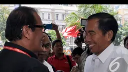 Presiden terpilih Joko Widodo menghadiri Rakornas II Projo di hotel Whiz Kelapa Gading (Liputan6.com/Miftahul Hayat)