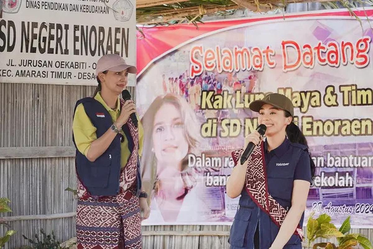 7 Potret Luna Maya dan Maxime Bouttier di Kupang, Beri Bantuan Gedung Sekolah