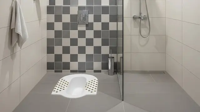 Desain Kamar Mandi Modern 2x2 Kloset Jongkok dan Shower