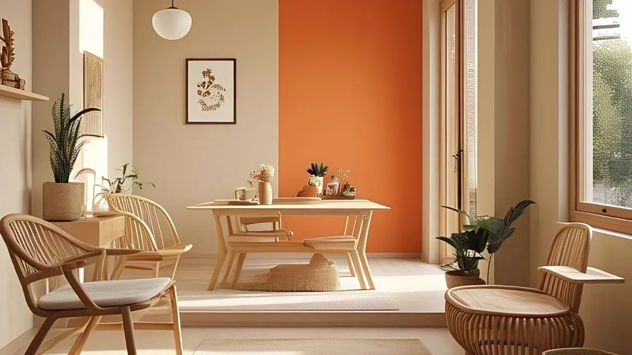 Inspirasi Cat Rumah Dua Warna Minimalis Orange dan Beige