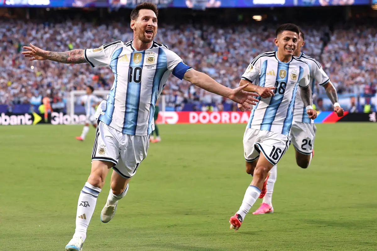 Selebrasi Lionel Messi saat Argentina melawan Aljazair di Piala Dunia 2026