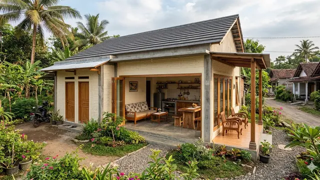 Desain Rumah 1 Lantai 2 Kamar di Desa (Foto: Gemini AI)