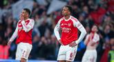 Kekecewaan mendalam melanda skuad Arsenal setelah gagal menjuarai Carabao Cup 2026 akibat kalah 0-2 dari Manchester City di final. (AP Photo/Richard Pelham)