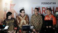 Menteri Hukum dan Hak Asasi Manusia (Menkumham), Yasonna H. Laoly di acara puncak Peringatan Hari Hak Asasi Manusia (HAM) Sedunia ke-75 yang berlangsung di Lapangan Banteng, Jakarta Pusat, Minggu (10/12/2023) malam.