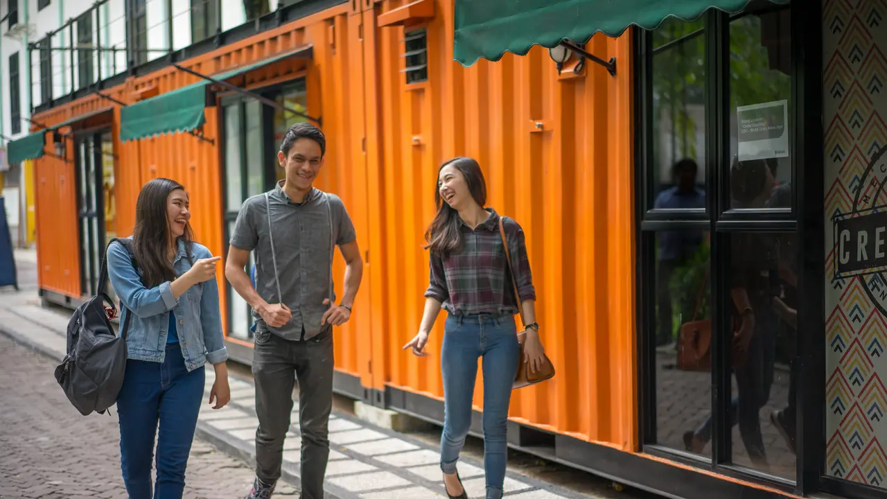 Mahasiswa Universitas Katolik Indonesia (UNIKA) Atma Jaya di Kampus 1 Semanggi yang didedikasikan sebagai Center of Nation Development