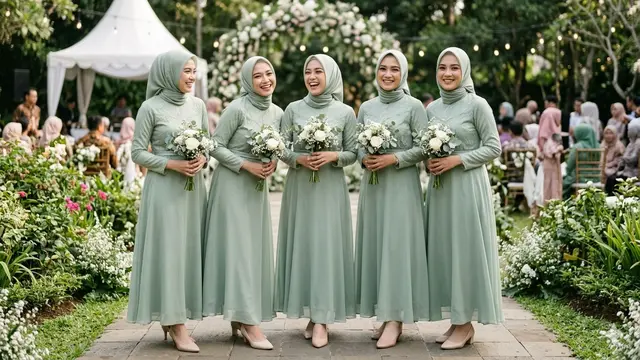 Model Baju Bridesmaid Hijab (Foto: Gemini AI)