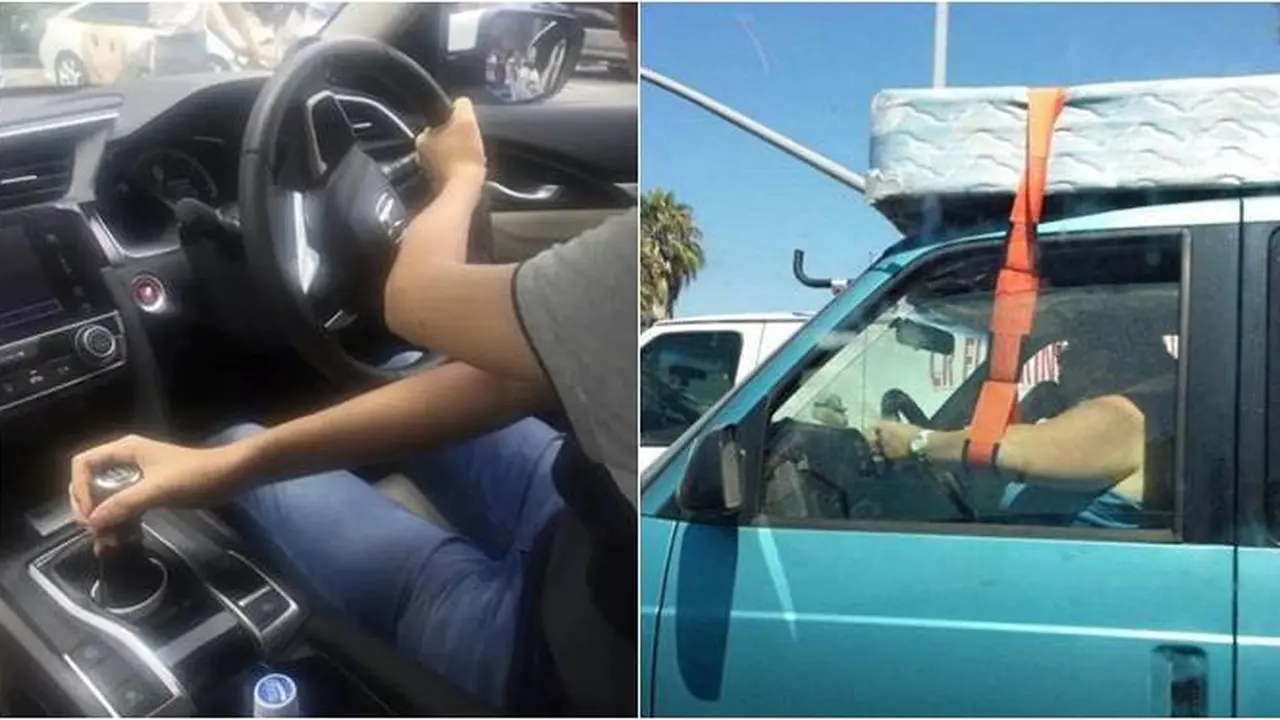 8 Potret Aksi Nyeleneh Orang saat Nyetir Mobil, Ada yang Multitasking